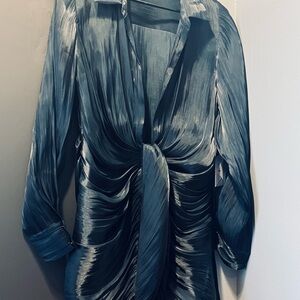 Good American Dark Teal Satin-Look dress